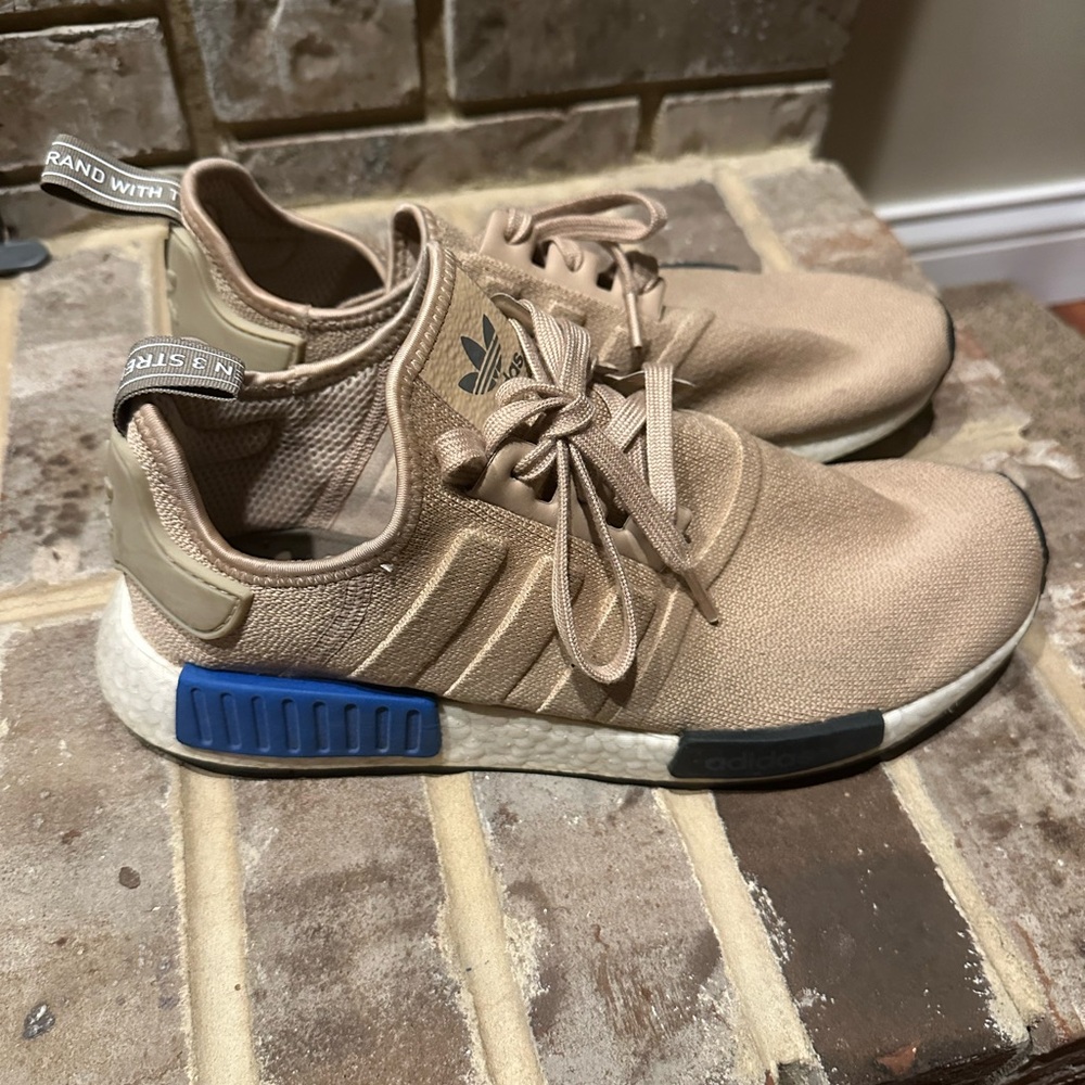 Adidas NMD R1 Sand Beige with Blue Accent Sneakers Pale Blue